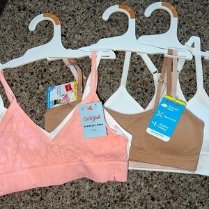 Set of 5 - Girls Bralette Sport Trio - Pink, White, Tan